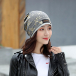 Fashionable Printed Crochet Hat Autumn Winter Warmth Comfort Women's Headscarf Postpartum Hat One size