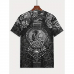 Meeste T-s&auml;rk Vabaaja L&uuml;hikeste Varrukatega T-s&auml;rk O-kaelusega Pullover Viiking Harajuku Prindiga Naljakas T-s&auml;rk Meeste &Uuml;lem&otilde;&otilde;dulised R&otilde;ivad Streetwear S