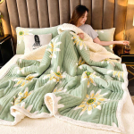 [Tasuta kohaletoimetamine] Uus paks lambavillast tekk: Mugav kolmekihiline sametine soojus 100x150cm Nap Blanket ~2kg