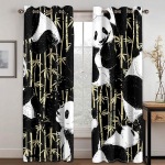 3D-prinditud kaasaegne koomiksitegelane armas panda seeria Tasuta saatmine 2 tk &Otilde;huke varjutav akna kardin Elutoa magamistoa dekoratsioon 100W130H(CM)40x51in&Rod Pocket