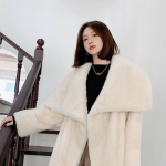 Uus karusnaha s&uuml;gis ja talv paksendatud soe ja moodne kasukas naiste suur polo kaelus kunstkarusnahast naaritsa mantel S