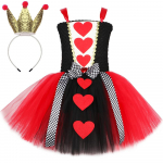 S&uuml;damekuninganna kost&uuml;&uuml;m t&uuml;drukutele, uhke t&uuml;llist tutu kleit, laste Halloweeni s&uuml;nnip&auml;evapidu, t&uuml;llist printsessikleidid 3XL (11-12 Years) punane