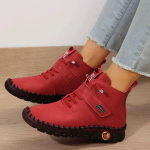 Talvised ortopeedilised saapad naistele S&uuml;gis S&uuml;gis Nahkkingad Karusnahaga Punased mokassiinid Naiste pahkluusaapad Ema Pl&uuml;&uuml;sist tossud Kingad CN 42(Insole 26 cm