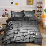 Muusikam&auml;rk Voodipesukomplekt Muusika Teema Tekikott KingQueen Suurus Padjap&uuml;&uuml;riga Moodne Ps&uuml;hhedeelne Pehme Tekikott 70x133cm 2pcs black