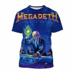 Megadeth 3D tr&uuml;kitud T-s&auml;rgid Mood Rock Band Meeste vabaaja T-s&auml;rk Suvine Meeste Punk Naljakas Hip Pop L&uuml;hikeste Varrukatega Meeste XL