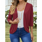 YYFS Naistemood vabaaja &uuml;hev&auml;rvilise tr&uuml;kiga s&uuml;gistalvised pikkade varrukatega jakid ja mantlid S burgundiapunane