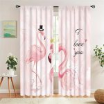 2 t&uuml;kki Armas Loom Roosa Flamingo Prindiga Tunneliga Kinnitusega Digitaalselt Prinditud Kardinad Elutuppa, K&ouml;&ouml;ki, Magamistuppa, Akendele 100W130H(CM)40x51in&Grommet Top white