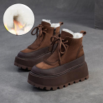 Johnature Villane Soe Ehtsast Nahast L&uuml;hikesed Saapad Vintage Mitmek&uuml;lgsed Paksu Tallaga Kiilkontsad Naiste Kingad 35 pruun