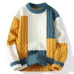 Meeste trendikas 2024 s&uuml;gis/talvine paksust trikotaažist poolk&otilde;rge kaelusega pullover L must