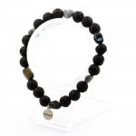 Pierres et Min&eacute;raux. Bracelet Oeil de faucon d'Afrique du Sud + Perles Lave 8 mm. Fabriqu&eacute; en France.