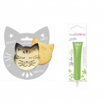 Kit pour biscuit en relief Chat + Stylo au chocolat vert clair hall