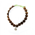Pierres et Min&eacute;raux. Bracelet Apatite verte de Madagascar + Perles bois 8 mm. Fabriqu&eacute; en France.