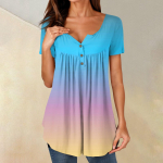 Naiste tuunikatopid Riietuvad vabaaja suvised l&uuml;hikeste varrukatega s&auml;rgid, avarad plisseeritud Boho top L sinine