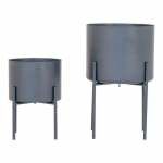 444269 House Nordic Pots &agrave; fleurs 2 pcs Pavia Gris hall