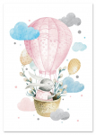 Plakat dla dziecka balon zajączek 21x29,7 cm A4