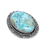 Natural Republic Larimar Gemstone 925 Sterling Silver Jewelry Ring Size 8 o2i75