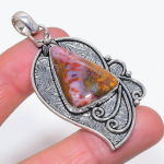 Natural Bloodstone Gemstone 925 Sterling Silver Jewelry Pendant 2.56 y9m56