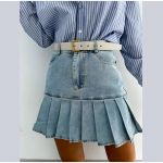 2025 Naiste K&otilde;rge V&ouml;&ouml;koht Disaineri Volditud Denim Seelikud T&uuml;drukute Elegantne A-l&otilde;ikeline Seksikas Seelik Naiste Mood Gooti Hele Sinine Tume Sinine Must Seelikud XS