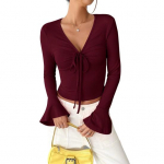 Naiste topid V-kaelusega laienevate pikkade varrukatega n&ouml;&ouml;ridega kampsunid Slim Fit &uuml;hev&auml;rvilised vabaaja topid mitmek&uuml;lgne igap&auml;evane riietus L taevasinine v&auml;rv