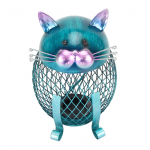 Metallist kassikujuline m&uuml;ndiga s&auml;&auml;stukassa t&auml;iskasvanutele, n&auml;htav k&auml;sit&ouml;&ouml;na valminud armas loomakujuline rahakassa p&otilde;hjakaanega