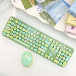 Mofi Sweet juhtmevaba retrostiilis klaviatuuri ja hiire komplekt: Ergonoomiline disain, 104 klahvi, &uuml;hilduv mitme s&uuml;steemiga, ideaalne s&uuml;learvutiga m&auml;ngimiseks roheline