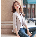 Suvised s&auml;lgud kontorinaised naiste bleiserid ja jakid vabaaja roosa mantel Elegantne bleiser M beež