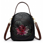 Uus Hiina stiilis S&uuml;gis-Talvine Lootose Naiste &Otilde;lakott 2025 Uus Mood Retro Rahvuslik Reljeefne Mitmekihiline Crossbody Kott must