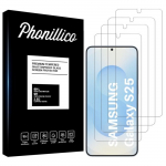 Karastatud klaas - Phonillico - Samsung Galaxy S25 - 4 tk pakis - Kriimustuskindel - L&auml;bipaistev puhas