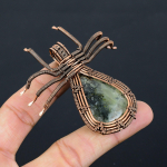 Moss Prehnite Handmade Copper Wire Wrap Spider Pendant 2.56 u4t09