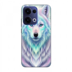Coque de t&eacute;l&eacute;phone - Maniacase - Oppo Reno 13 5G - Loup blanc reflet violet - Silicone - Souple