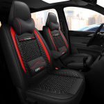 Ice Silk PU-nahast esiistmekatte t&auml;iustus Vastupidav hingav libisemiskindel nelja aastaaja universaalne kaitsega esiistmepadi(Ainult &uuml;ks istmekate) One Seat punane must v&auml;rv