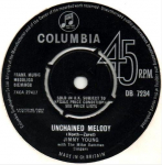 7-tolliline plaat JIMMY YOUNG (5), MIKE SAMMES SINGER - Unchained Melody DB7234 Columbia 1964 UK Pop Kasutatud