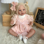 50cm Blond Reborn Beebinukk Cosplay T&uuml;druk Printsess Pehme Riidekeha Vasts&uuml;ndinud Nuku M&auml;nguasjad K&otilde;rge V&auml;rvusega Maalitud Simulatsiooninukk Lastele Kaasas K&auml;iv Kingitus cloth body