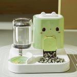 2 in 1 Automatic Pet Feeder Cats Container Dog Bowl Feeding Station Compact Detachable Water kollane