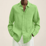 Disainer kevadsuvi Meeste vabaaja puuvillased linased &uuml;hev&auml;rvilised pikkade varrukatega s&auml;rgid lahtised s&auml;rgid L