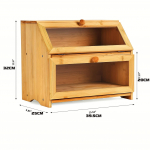 Kahekihiline leivakast - Bambuspuidust leivakast l&auml;bipaistva klappkaanega, Suure mahutavusega hoiuruum k&uuml;psetiste, suupistete ja p&auml;tside jaoks, K&ouml;&ouml;gi vitriinkapp Double layer bread box