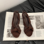 Retro stiilis kiilkontsaga naiste sandaalid Moodsad slip-on avatud varbaga kingad Elegantne kleidis&otilde;bralik gladiaatorsandaalid 35 pruun