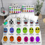 3D Geometry Dash Voodipesukomplektid Tekk Voodikate Tekikott Padjap&uuml;&uuml;r 2-3 Osalised Komplektid Magamistoa Kaunistus Kodutekstiil US Twin173x218cm