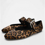 Luksuslik disainer-leopardmustriga baleriinad naistele Moodne metallpandla Lai rihm Naiste kingad Madal konts Mary Jane kingad Zapatos De Mujer 35 leopard