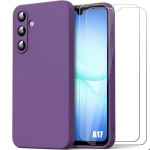 Coque de Protection - BOOLING - Samsung Galaxy A17 4G/5G - Silicone Violet Fonc&eacute; - 2 Verre Tremp&eacute;