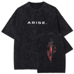 ARISE Solo Leveling T-s&auml;rk Manga Graafiline T-s&auml;rk Vintage Pesitud Puuvillased T-s&auml;rgid L&uuml;hikeste Varrukatega &Uuml;leliigne T-s&auml;rk Meeste Naiste R&otilde;ivad S black