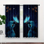 T&auml;he&ouml;htu ja liblikatega tr&uuml;kitud kardinad, kardinakangas magamistuba elutuba, kodu kaunistamine, ruumi kaunistamine 29Wx64L(75x166CM)x2