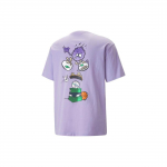 Puma X 8enjamin Graafiline Joonisfilm &Uuml;mara kaelusega L&uuml;hikeste varrukatega T-s&auml;rk Unisex Topid Lavendel-lilla 620703-25 S
