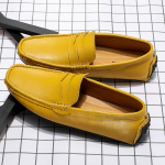 Moodsad Ehtsa Nahast Meeste Kingad Luksuslikud Formaalseteks ja Vaba Aja Jalatsiteks Lamedad Meeste Mokassiinid Kingad Meeste Hingavad Slip-on Paadikingad Suurused 38-49 38 kollane