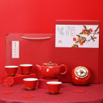 Hurmaa Kung Fu Teekomplekt K&otilde;ik Soovid Hurmaa Hurmaa Keraamiline Kinkekarp Kaaslane Punane Pidulik Pulmakink