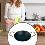 Cooking Wok Cookware Metal Kitchen Tool Easy to Clean Pan Paella for Ramen 31cm with handle