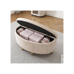 Polsterdatud pink - MUVOE - 90 x 40 x 42 cm - Beež samet - Integreeritud panipaik - Elegantne disain beež