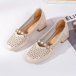 &Otilde;&otilde;nes madala suuga &uuml;ksikud kingad naiste uued kevad- ja suvehooaja paksu kontsaga &uuml;mara ninaga hingavad aukudega kingad pehme tallaga mugavad sandaalid 40