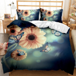 3D Liblikate Teemaline Voodipesukomplekt V&auml;rviliste Tiibadega Padjap&uuml;&uuml;ride ja Tekikottidega 2 v&otilde;i 3 Osa AU180 * 210 T&auml;issuurus Kodu Kaunistus UK Single 135x200cm