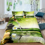 Bambusest tekikotikomplekt Bambusest okste voodipesukomplekt Puuprindiga tekikott Luksuslik retro lilleline stiil Voodikate Queen Size 70x133cm